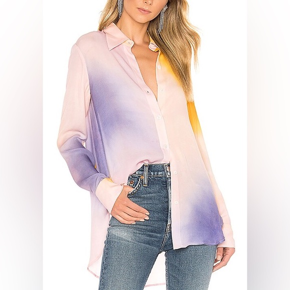 A.L.C. Tops - ALC tie dye TOP long sleeve button silk blouse size 2